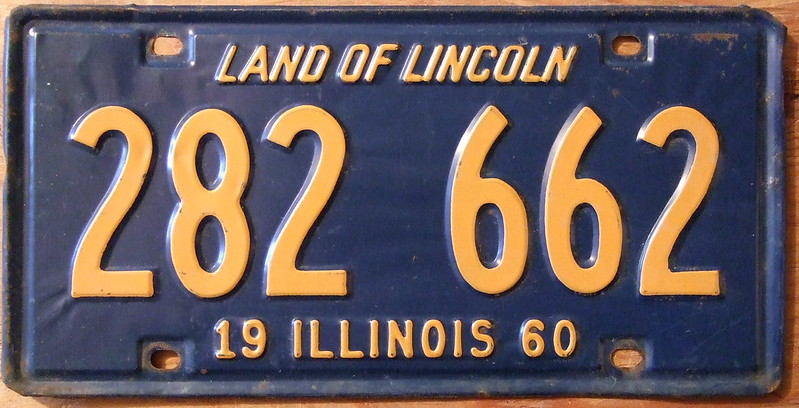 A blue Illinois license plate from 1960