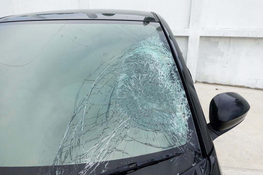 Cracked vehicle windshield